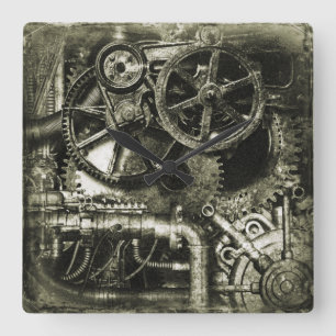 Horloge Carrée SteamPunk embraye l'horloge murale acrylique