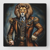 Horloge Carrée Steampunk lion in a suit (Recto)