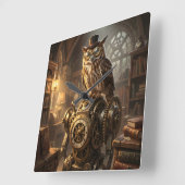 Horloge Carrée steampunk owl clockwork art clock (Angle)