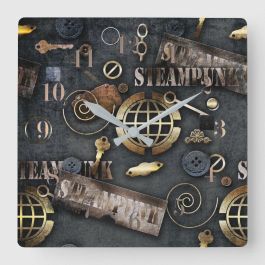 Horloge Carrée Steampunk, scrapbooking (Recto)