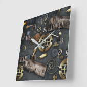 Horloge Carrée Steampunk, scrapbooking (Angle)
