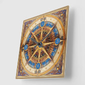 Horloge Carrée Steampunk Tarot Star Motif#1 ID1081 (Angle)