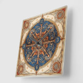 Horloge Carrée Steampunk Tarot Star Motif#2 ID1081 (Angle)