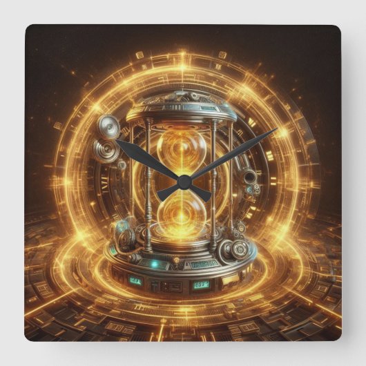 Horloge Carrée Steampunk, Time Machine, Time/Space/Continuum 003X (Recto)