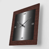 Horloge Carrée Steel Modern Burlap (Angle)