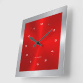 Horloge Carrée Steel Square Silver & Red & Metallic (Angle)
