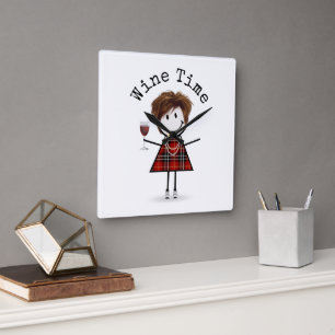 Horloge Carrée Stick Girl