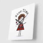 Horloge Carrée Stick Girl (Angle)