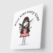 Horloge Carrée Stick Girl (Angle)