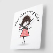 Horloge Carrée Stick Girl (Angle)