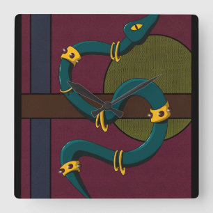Horloge Carrée Sticker Carré Snake