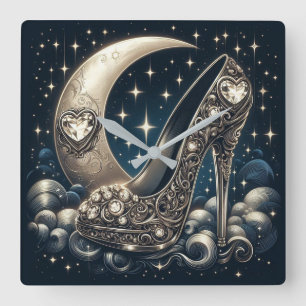 Horloge Carrée Stiletto à la mode avec Crescent Moon,