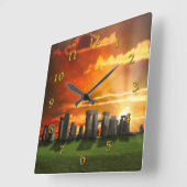 HORLOGE CARRÉE STONEHENGE HIVER SOLSTICE (Angle)