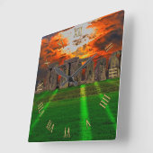 Horloge Carrée Stonehenge Standing Stones au coucher du soleil (Angle)