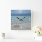 Horloge Carrée Stormy Sandcastle Beach Landscape (Maison)