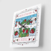 Horloge Carrée Strawberries et Cream Wall Clock (Angle)