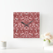 Horloge Carrée Strawberry Thief Maroon, William Morris (Maison)