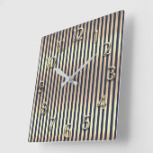 Horloge Carrée Stripes de la Marine bleue (Angle)