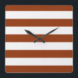 Horloge Carrée STRIPES réglables Brown<br><div class="desc">Bandes colorées par rapport à la couleur arrière - plan qui peut être remplacée. Jouez avec différentes couleurs arrière - plans pour créer un match personnel !</div>