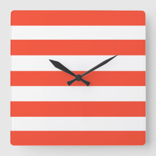 Horloge Carrée Strpes Red and White Deckchair