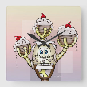 HORLOGE CARRÉE STRUCTUBE ROBOT CARTOON CLOCK SQUARE