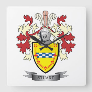 Horloge Carrée Stuart Family Crest Coat of Arms