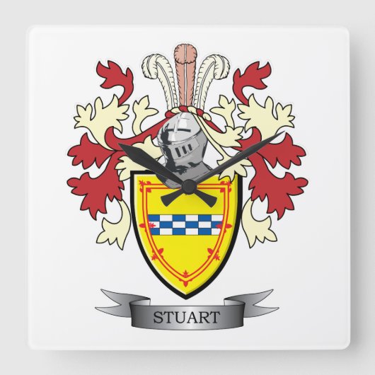 Horloge Carrée Stuart Family Crest Coat of Arms (Recto)