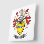 Horloge Carrée Stuart Family Crest Coat of Arms (Angle)