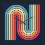 Horloge Carrée Style 1970s Arched Stripes Motif géométrique<br><div class="desc">Colorful Retro 1970 Style Arched Stripes Motif géométrique.</div>