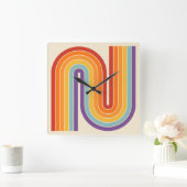 Horloge Carrée Style 1970s Arched Stripes Motif géométrique (Maison)