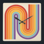 Horloge Carrée Style 1970s Arched Stripes Motif géométrique<br><div class="desc">Coloré les années 70 style rétro Vintage Motif géométrique.</div>