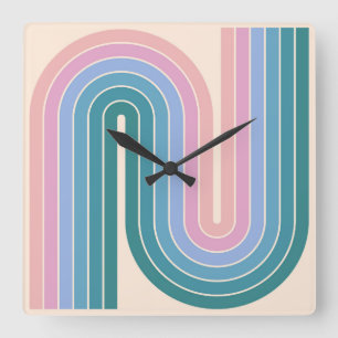 Horloge Carrée Style 1970s Arched Stripes Motif géométrique