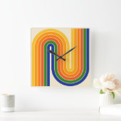 Horloge Carrée Style 1970s Arched Stripes Motif géométrique (Maison)