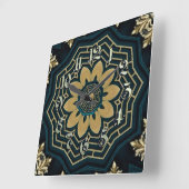 Horloge Carrée Style chic or et vert asiatique (Angle)