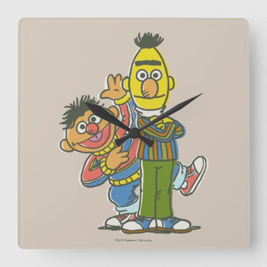 Horloge Carrée Style classique Bert et Ernie (Recto)