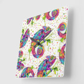 Horloge Carrée Style d'aquarelle des teintures Chameleon (Angle)