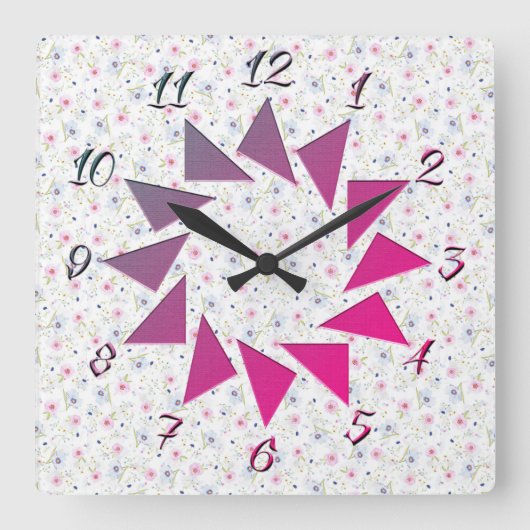 Horloge Carrée Style de fleurs (Recto)