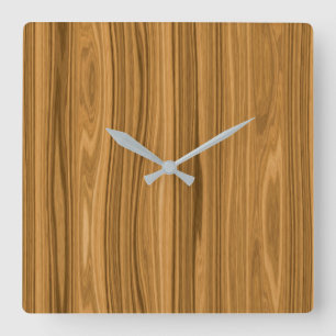 Horloge Carrée Style de grain élégant en bois
