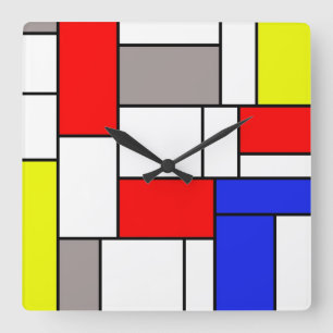 Horloge Carrée Style de Mondrian