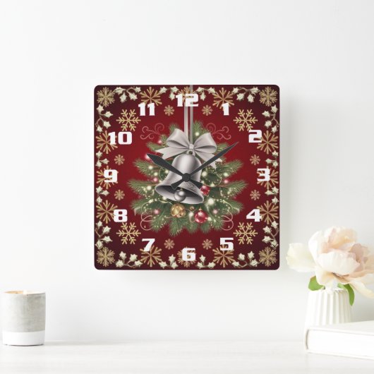 Horloge Carrée Style et élégant orné et beau Noël (Maison)