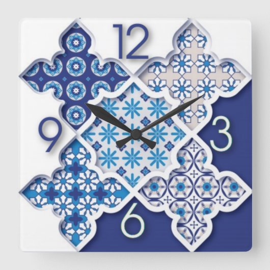 Horloge Carrée Style Mandala Deco (Recto)