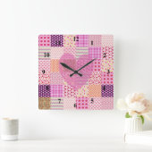 Horloge Carrée Style romantique de Style Rose Patchwork (Maison)