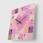Horloge Carrée Style romantique de Style Rose Patchwork (Angle)