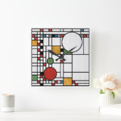 Horloge Carrée Style scolaire des Prairies Interprétation no 5 (Maison)