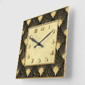 Horloge Carrée Style Ventilateur Floral Art Déco (Angle)