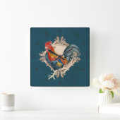 Horloge Carrée Style vintage Pays Français Rustique Barne Rooster (Maison)