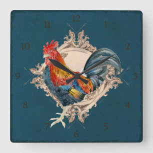 Horloge Carrée Style vintage Pays Français Rustique Barne Rooster