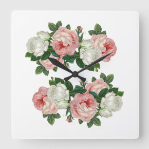 Horloge Carrée Styles classiques Rose romantique