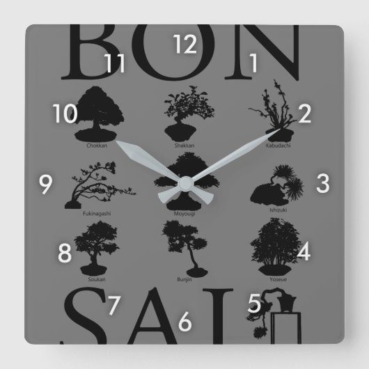 Horloge Carrée Styles de base de l'arbre Bonsai (Recto)