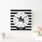 Horloge Carrée Stylish Black Panther Cat White (Maison)